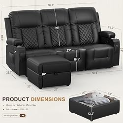 FURNIMAT Recliner Sofa with Storage