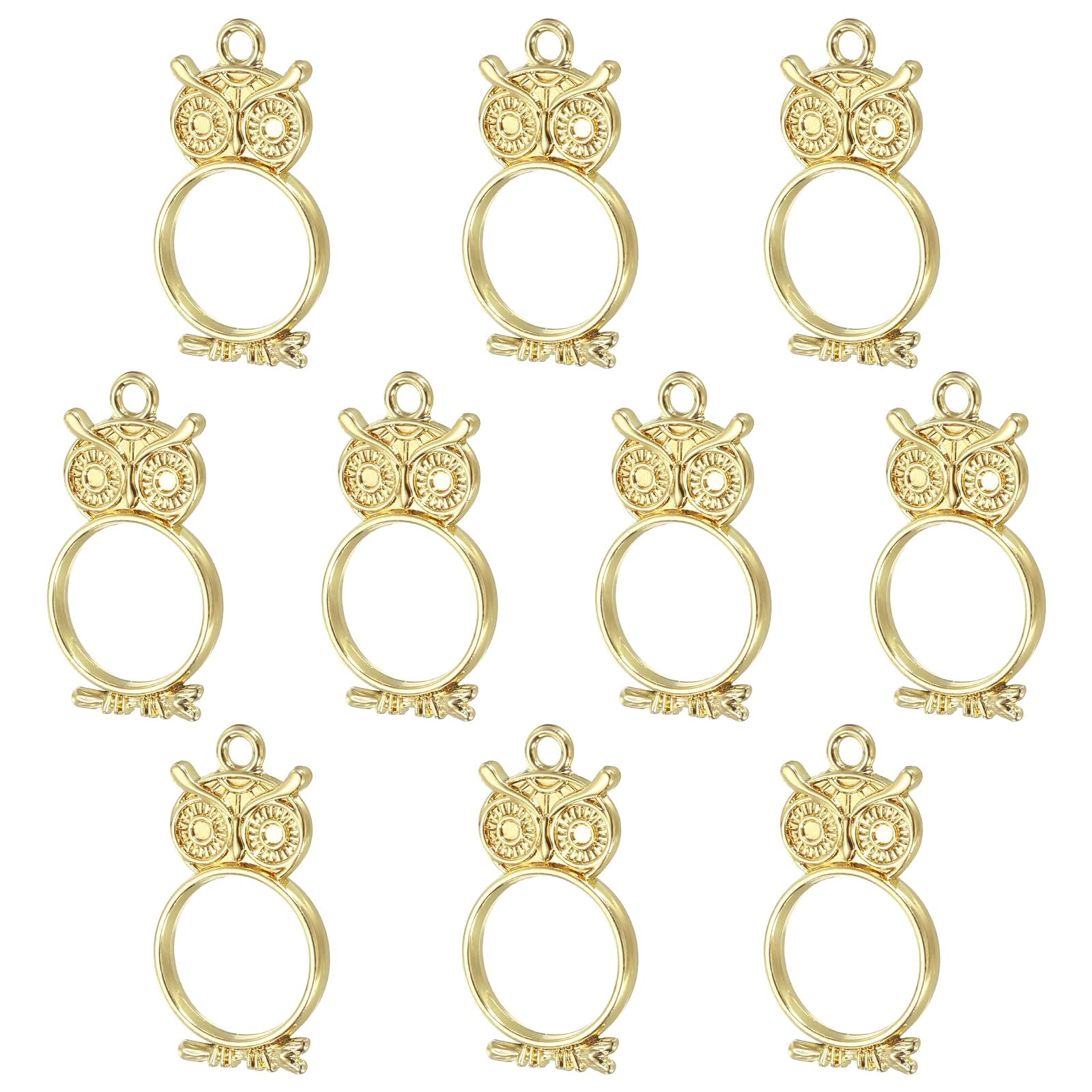 PATIKIL Alloy Open Back Bezel Pendants, 20 Pack Owl Shaped Hollow Resin Pendant Frame for DIY Crafts Earrings Necklace Bracelet Making, Gold Tone