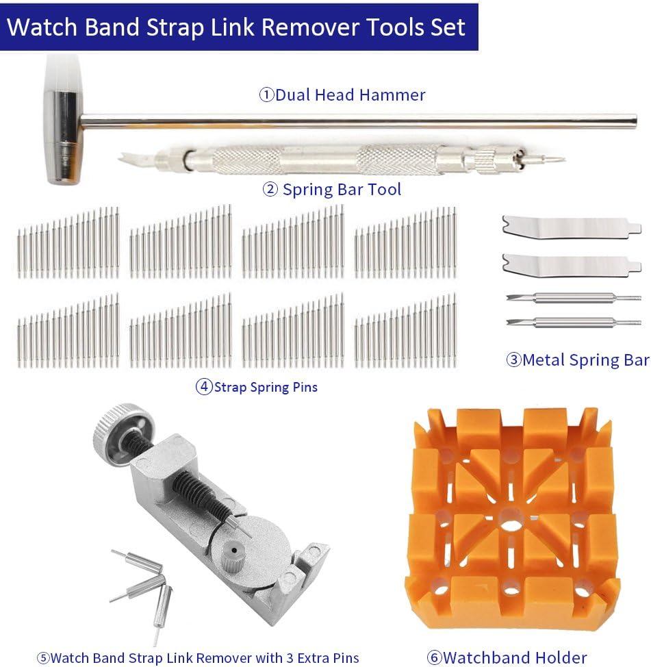 HAOBAIMEI 168 PCS Watch Repair Tool Kit, Case Opener Spring Bar Watch Band Link Tool Set With Carrying Bag, Replace Watch Battery Helper Multifunctional Tools With User Manual For Beginner: Home Improvement