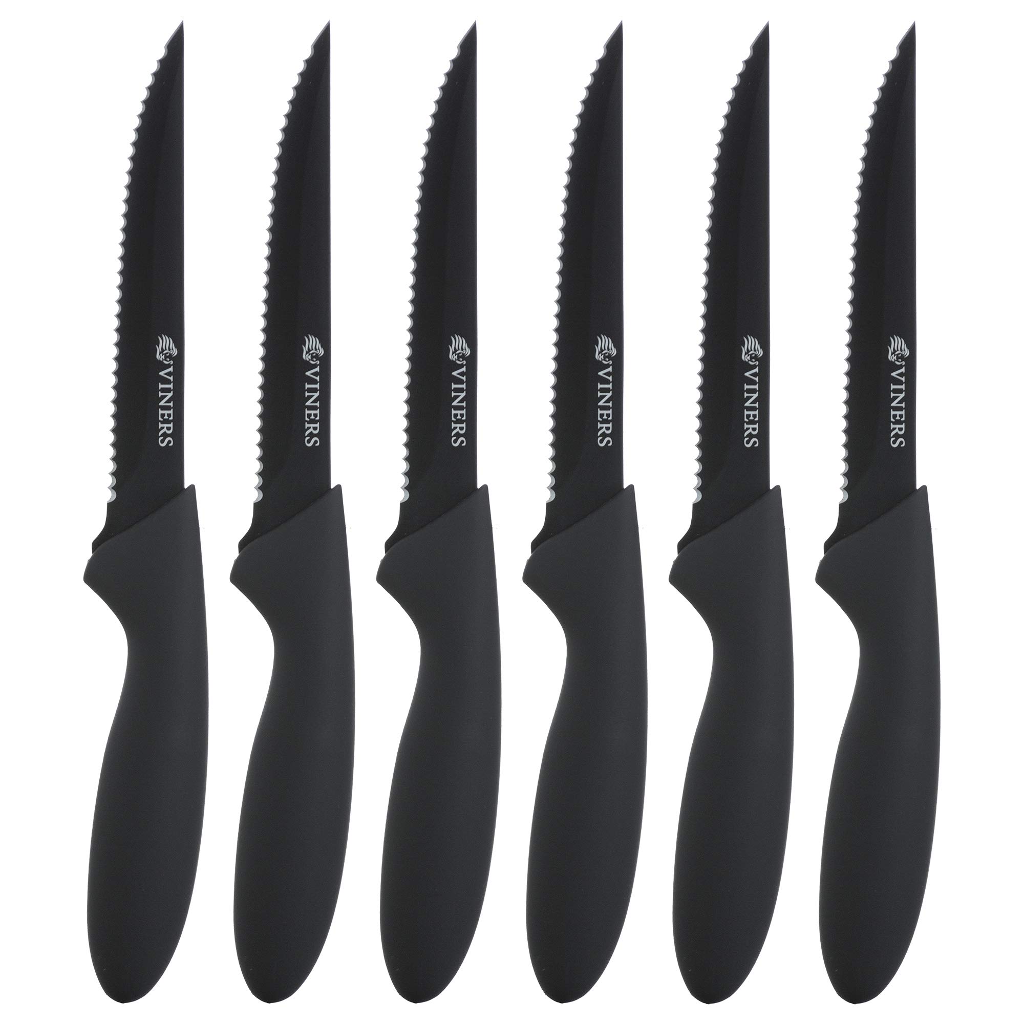 Viners Everyday 6 Piece Black Stainless Steel Steak Knives