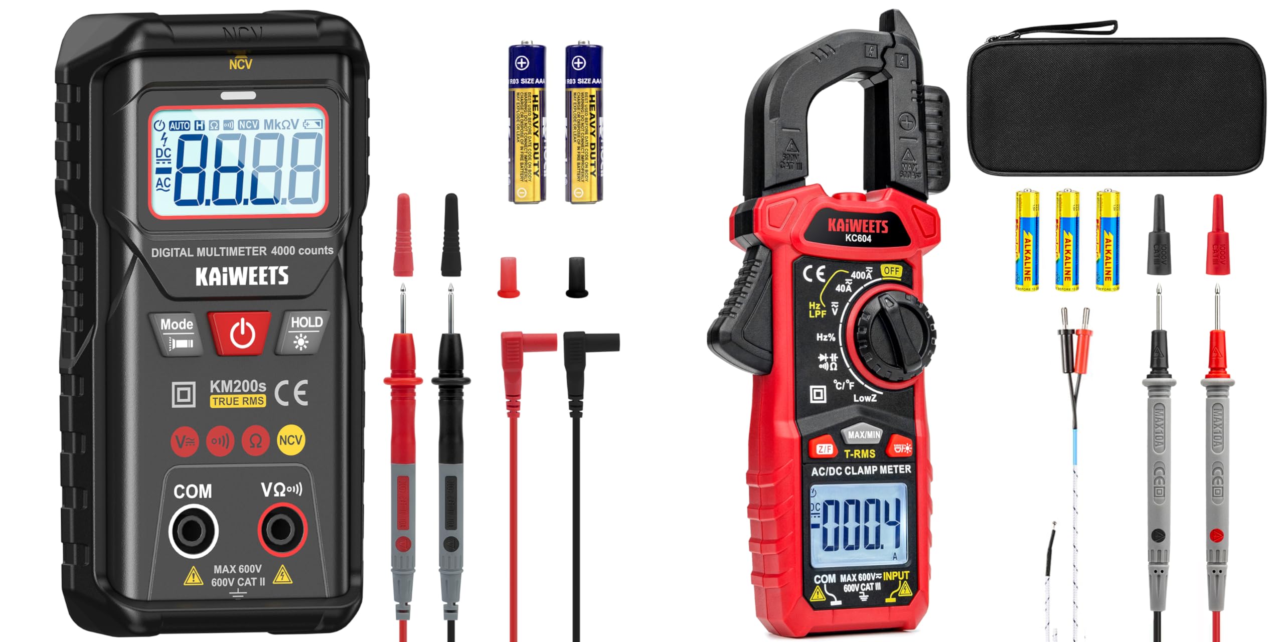 KAIWEETS KC604 Clamp Meter 4000 Counts and KM200s Smart Auto