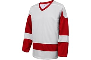 Rioofinx Mens Blank Ice Hockey Jersey Long-Sleeved Practice Hockey Jersey,S-3XL
