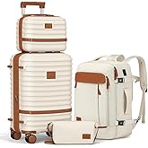 Joyway Expandable Carry on Luggage Sets Airline Approved, Lightweight Hard Shell 20 Inch Carry-on Suitcase with Spinner Wheels, White