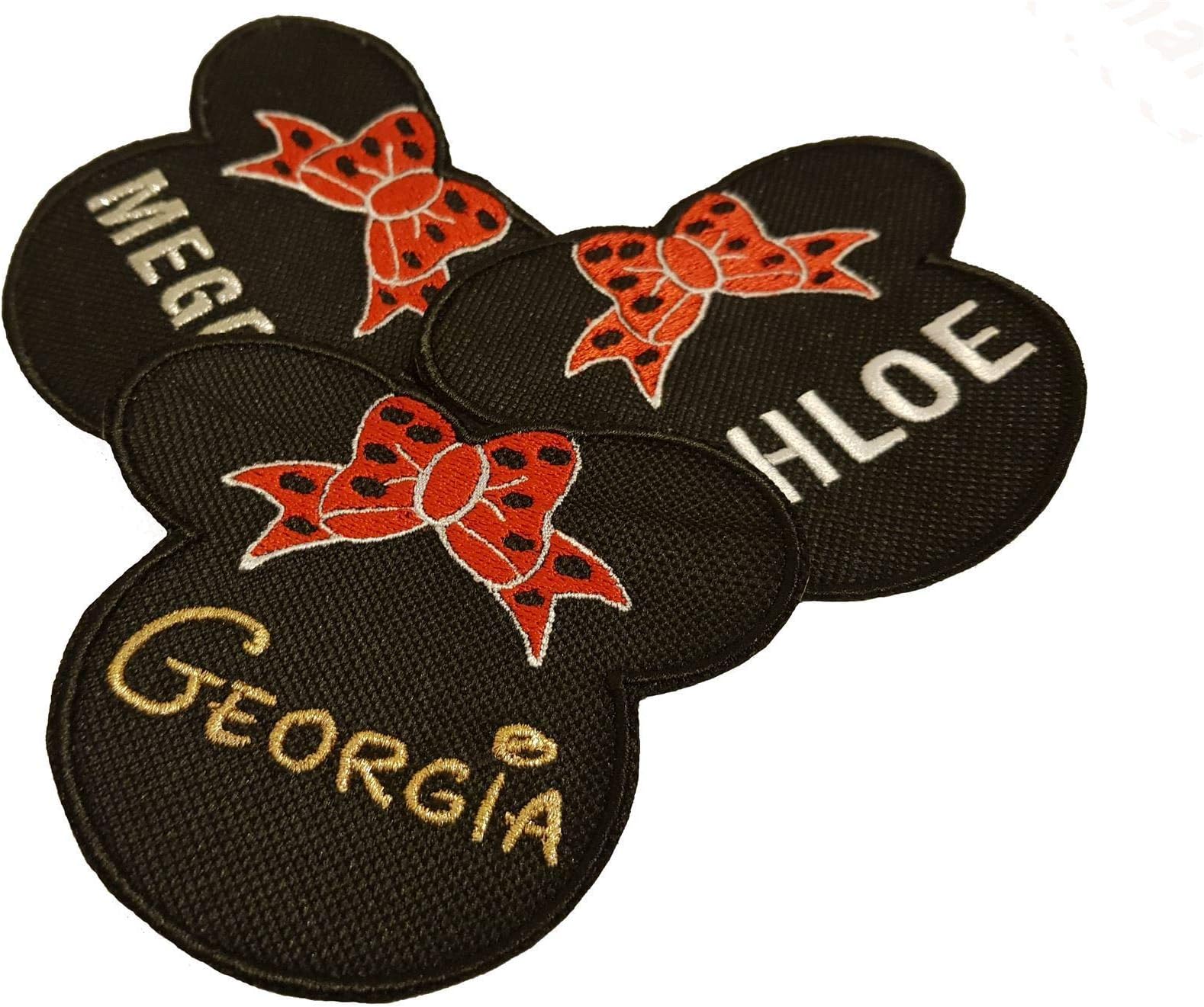 Emporium Embroidery Minnie Personalised Name Embroidered Patches Sew Iron On Badge Tag Hat Jeans Club[Custom Colour,Medium]