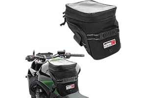 PSLER Motorcycle Tank Bag,Gas Oil Fuel Tank Bag,Waterproof Saddle Bag Reflective Shoulder Bag,2022 Upgraded (Black)