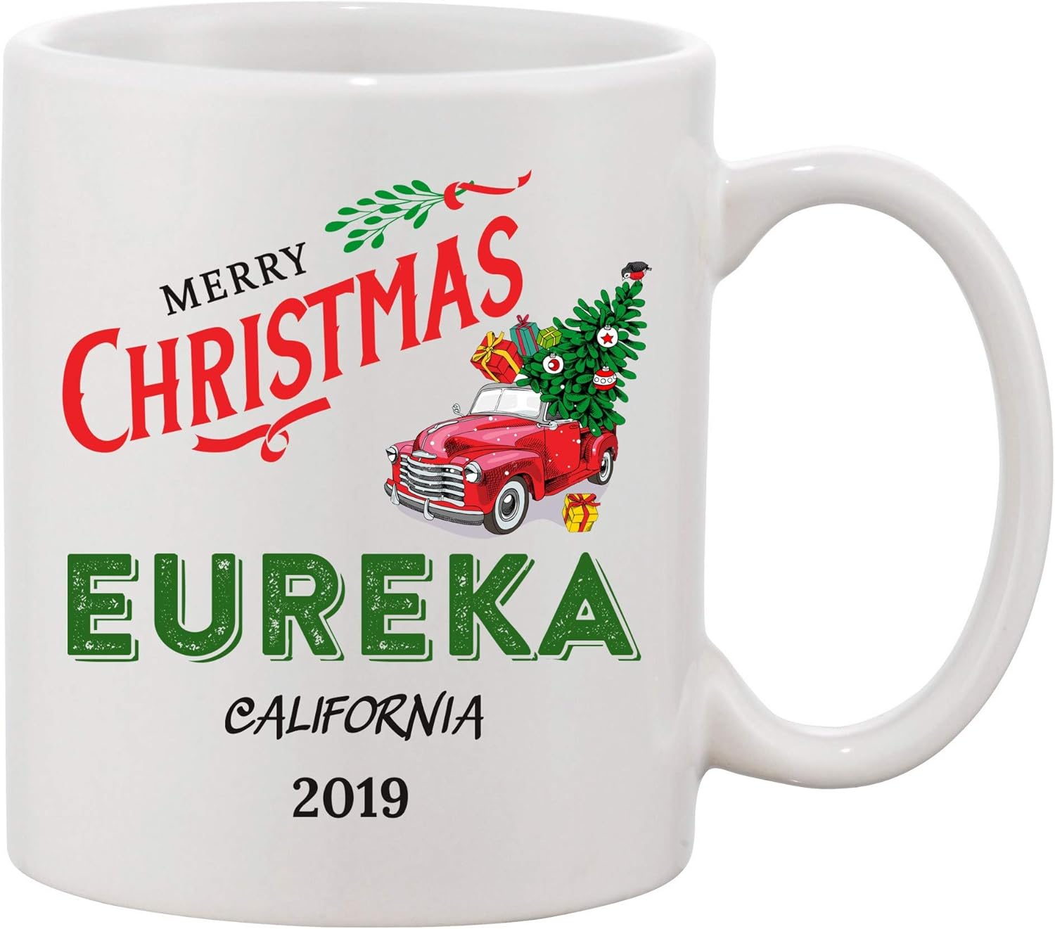 Winter Holiday Keepsake Gift - Christmas Mug 2019 Eureka California State - Home Gift Housewarming Gift Home Mug Owner Gift Christmas Coffee Mug 11 Oz Ceramic