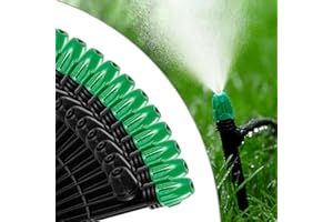 HUISUYTON 1/4" Drip Irrigation Spray Emitters Leak-Proof 30PCS Adjustable Spray Emitters with Lock Barbed 6" Sturdy Stake for (4-7mm) Garden,Raised Garden Bed,Greenhouses(30PCS Misting)