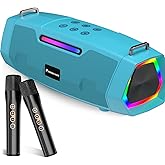Karaoke Machine with 60W Powerful Sound - Portable Karaoke System with 2 Wireless Microphones, Bluetooth 5.3, Long Battery Life for Outdoor & Family Party, Ideal for Young Man,Teenagers, Boys - Blue