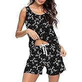 ENJOYNIGHT Womens Pajamas Set Cotton Summer Sleep Tank and Shorts Pjs Sleeveless Sleepwear