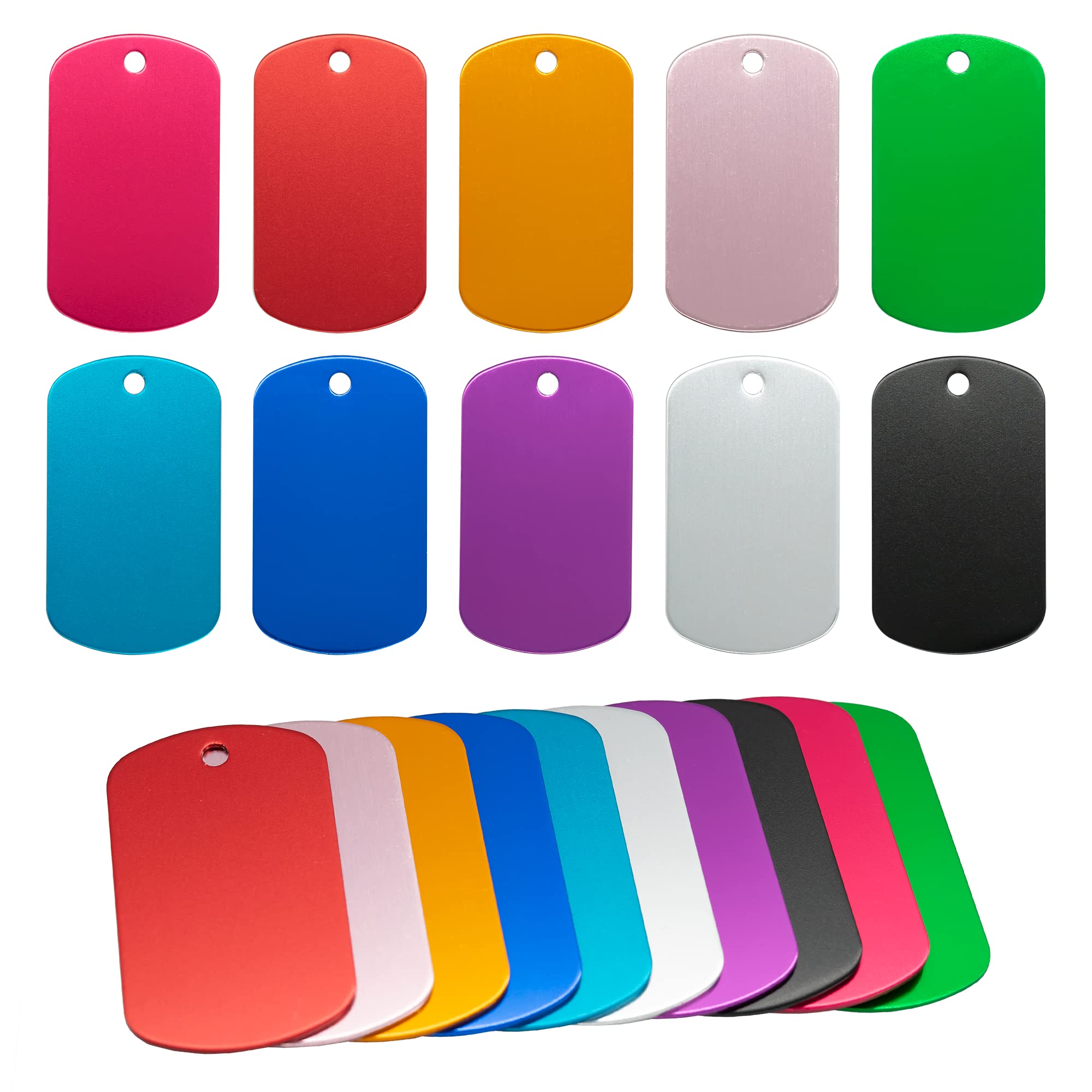 Anodized Aluminum Stamping Blanks Blank Dog Tag for Engraving 50 Pack (Mixed Colour)