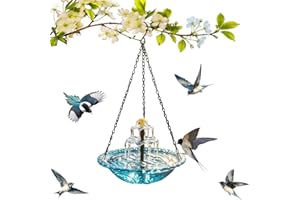 Solar Cascade Hanging Bird Bath Fountain - Solar Powered Cascading Outdoor Water Fountain, Hanging Hummingbird Bird Shower Ba