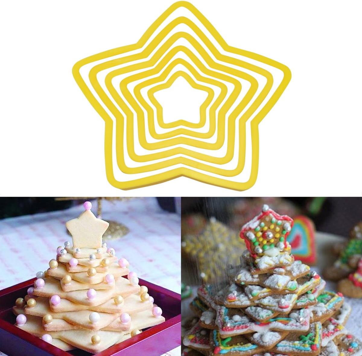 6 Pcs 3D Star Decoration Cutter Cookie Biscuit Set for Gift Christmas Tree VOSO