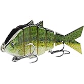 BASSDASH Bone Swimbait Multi Jointed Hard Fishing Lure for Bass Trout Bluegill Pike with Angled Cut Segments 3.7in/0.66oz