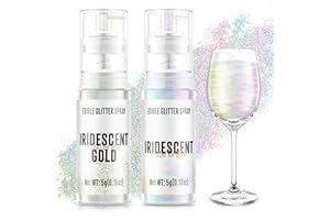 CHERRYSEA Edible Glitter Spray,2 Colors Iridescent & Iridescent Gold Food Grade Edible Glitter Set for Drink Cake Beverages,Cupcakes,Cake Pops and Cookies Decorating