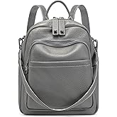 BOYATU Genuine Leather Backpack Purse for Women: Anti Theft Convertible Soft Backpacks - Elegant Womens Travel Backpack (04 Medium-Noble Grey)