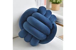 LUSJNGE Decorative Throw Knot Pillow Ball for Home Chair Sofa Aesthetic Round Velvet Knotted Pillow Cushion Navy Blue 11inch