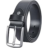 Bullko Men's Casual Genuine Leather Dress Belt for Jeans