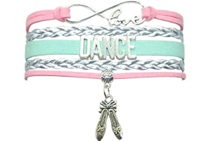 PAOBTEIY HHHbeauty Girls Dance Bracelet Dancing Belly Ballroom Just Dance Charm Bracelet Dancer Gifts for Women, Girls, Dancers, Men, Boys, Dance Mom, Dance Teacher, Dance Lovers (Pink Silver and Mint Green)
