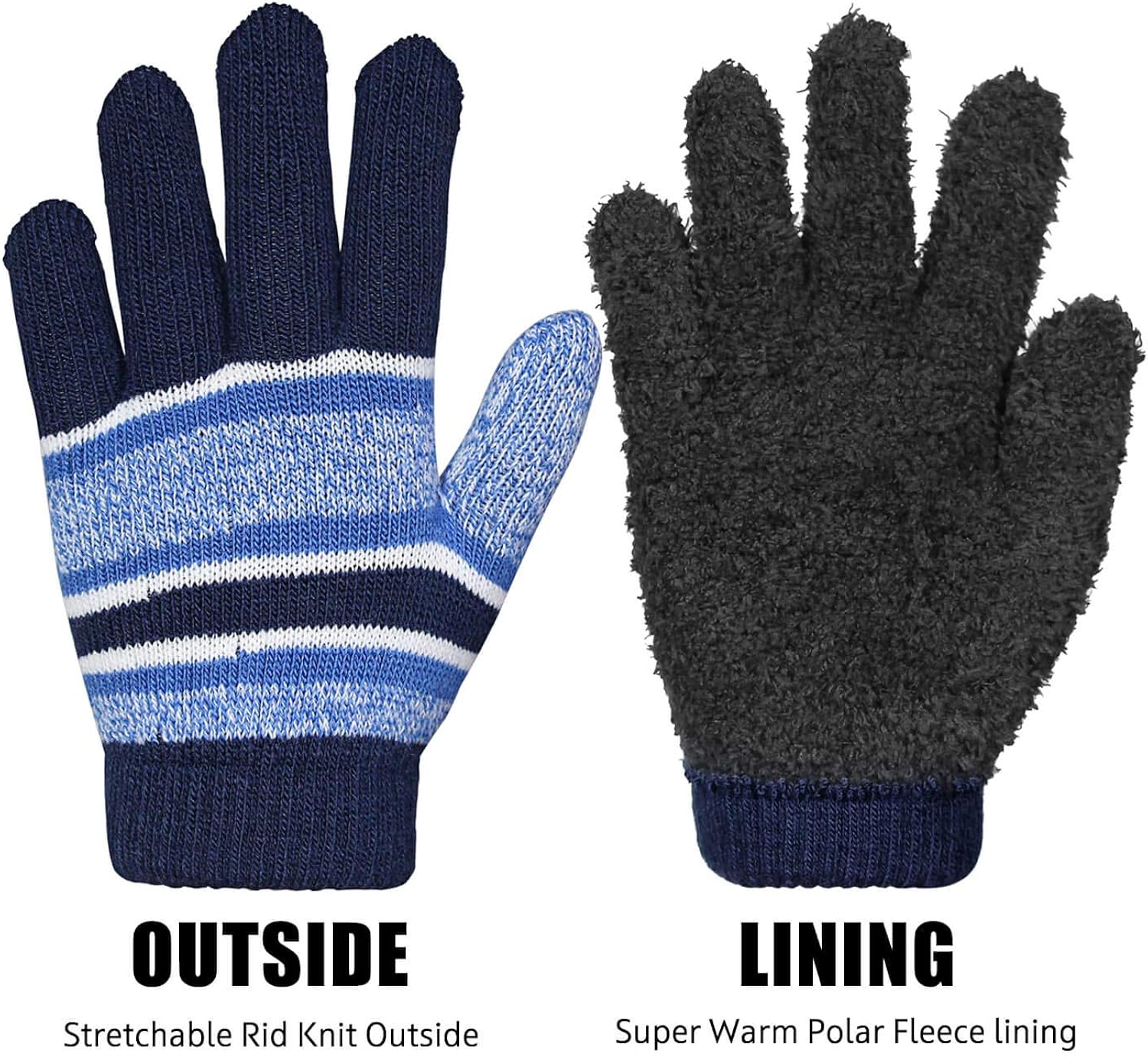 Winter Hats and Gloves Warm Sets Beanie for Boys and Girls Blue: Clothing