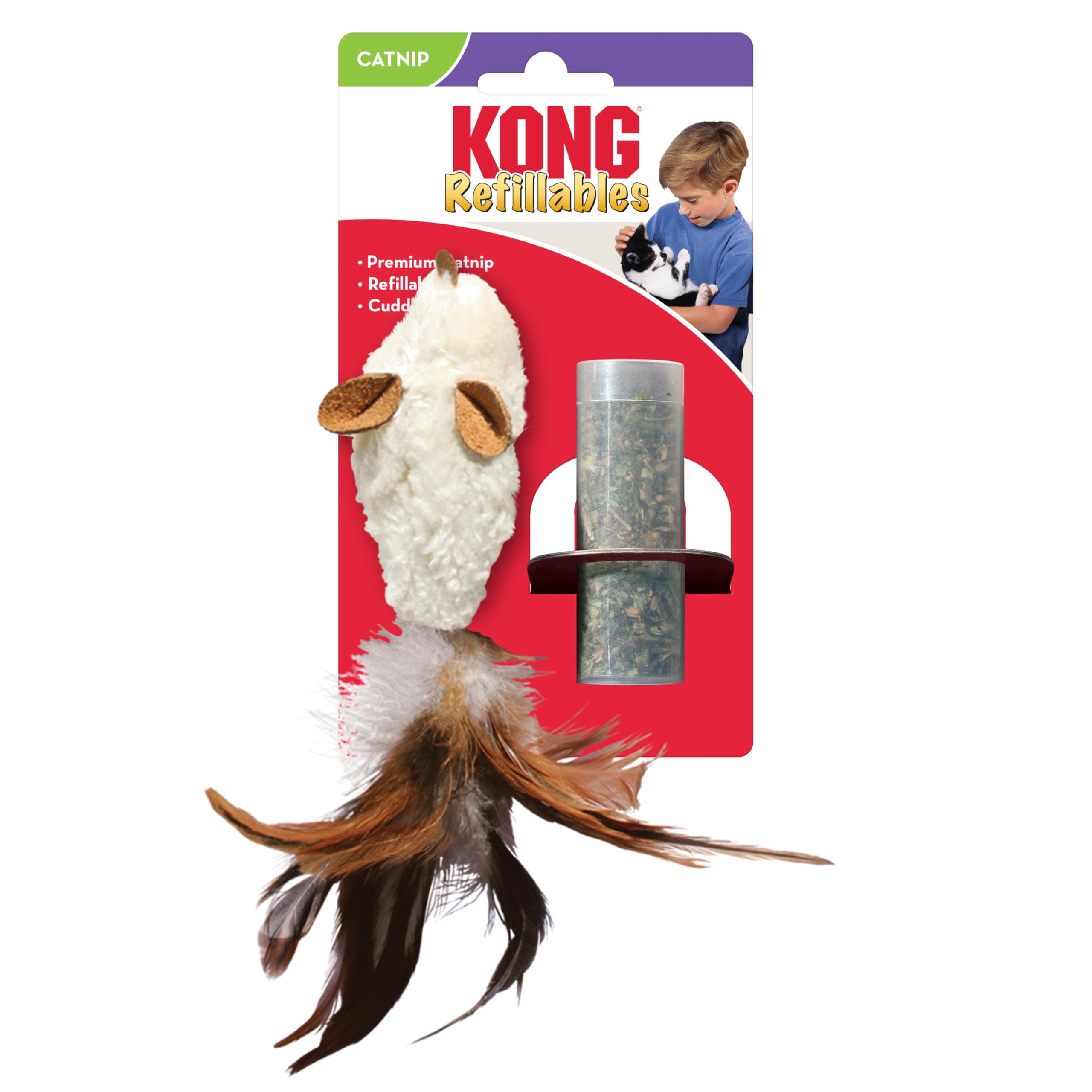 KONG - Refillables Feather Mouse Catnip Toy - North American Premium Catnip