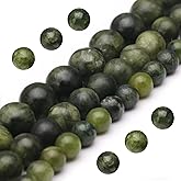 Youngbling Natural Jade Beads for Jewelry Making,6mm Green Jade Polished Round Smooth Stone Beads,Genuine Real Stone for Bracelet Necklace 15 Inch(Green Jade,6mm)