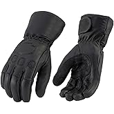 Milwaukee Leather MG7534 Men's Black Deerskin Gauntlet Motorcycle Gloves w/Wrist Strap & Cinch Closure