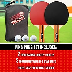 JP WinLook Ping Pong Paddles Set of 2 - Portable