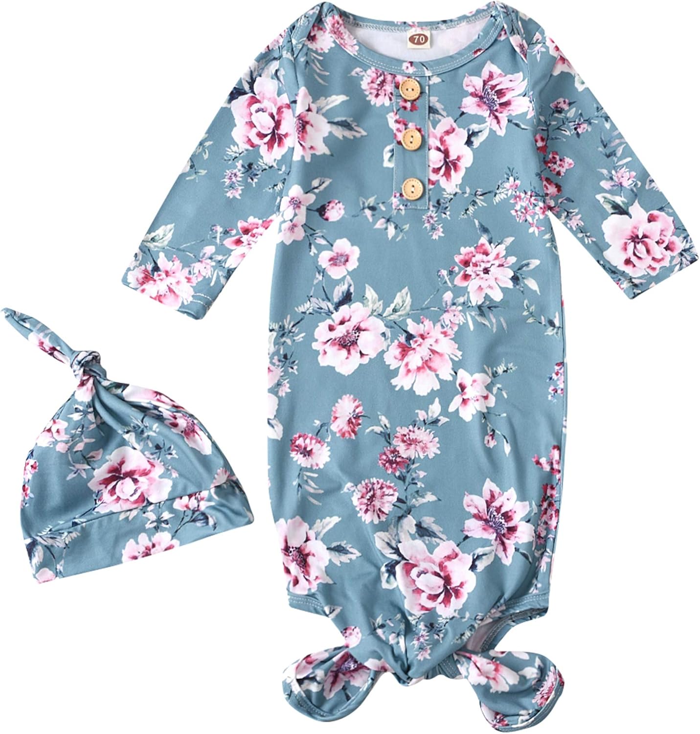 Newborn Baby Nightgown Floral Sleeper Gown Pajamas Long