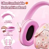 Dr.meter Ear Defenders Children Pink Rabbit SNR 27 dB Adjustable Headband view 2