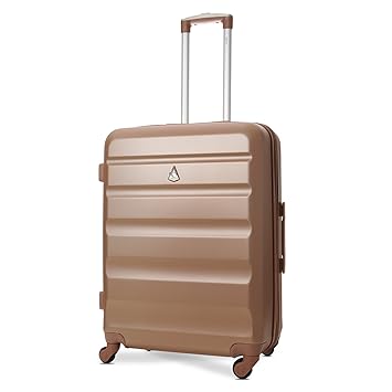 Aerolite Leichtgewicht ABS Hartschale 4 Rollen Trolley Koffer Reisekoffer Hartschalenkoffer Rollkoffer Gepäck, 69cm, Roségold
