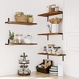 Mardili Shelves Wood Wall Mounted Shelf Rustic Set of 5 42x15x1.5cm Dark Brown view 3