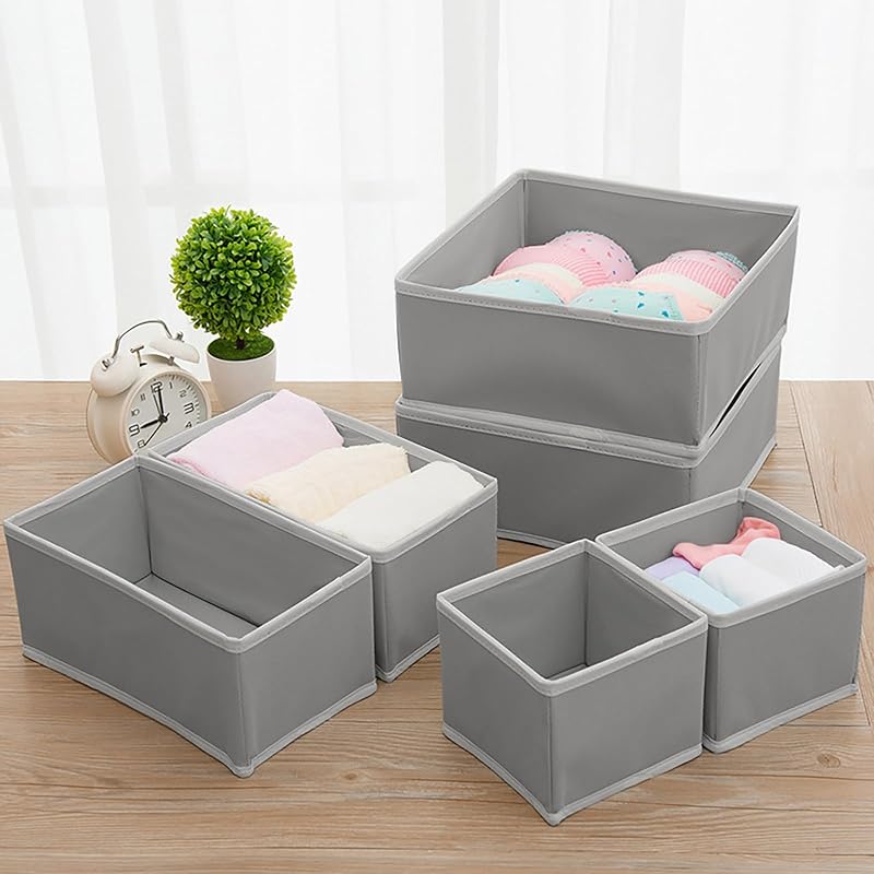 Organizadores de Cajones, Separadores Plegables, Organizador de Armario para Ropa Interior de Dormitorio, Organizador de Camisas, Calcetines y Ropa (12 psc grey) — foto 3 de 7