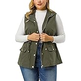 Agnes Orinda Plus Size Jackets for Women Lightweight Sleeveless Anorak Cargo Vest
