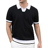 Alex Vando Mens Bubble Jacquard Polo Shirt Super Stretch Short Sleeve Polo Shirts for Men