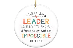 TEEZWONDER Christmas Ornaments Leader Gifts - Boss Lady, Manager Retirement, Thank You, Appreciation Gifts for Coworkers - Going Away, Farewell Gifts for Colleague - Christmas Decorations Ceramic Ornaments