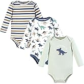 Hudson Baby baby-boys Cotton Long-sleeve Bodysuits 3-pack