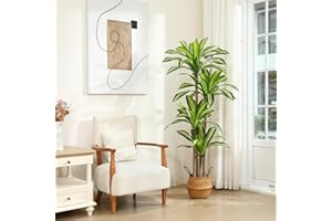 Ferrgoal Artificial Plants, 6 Ft Dracaena Tree Faux Plants Indoor Outdoor Decor Fake Tree with Woven Seagrass Basket Plants for Home Decor Office Living Room Porch Patio Housewarming