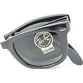 New Ray Ban Folding Wayfarer RB4105 601 Glosssy Black/Green 50mm Sunglasses