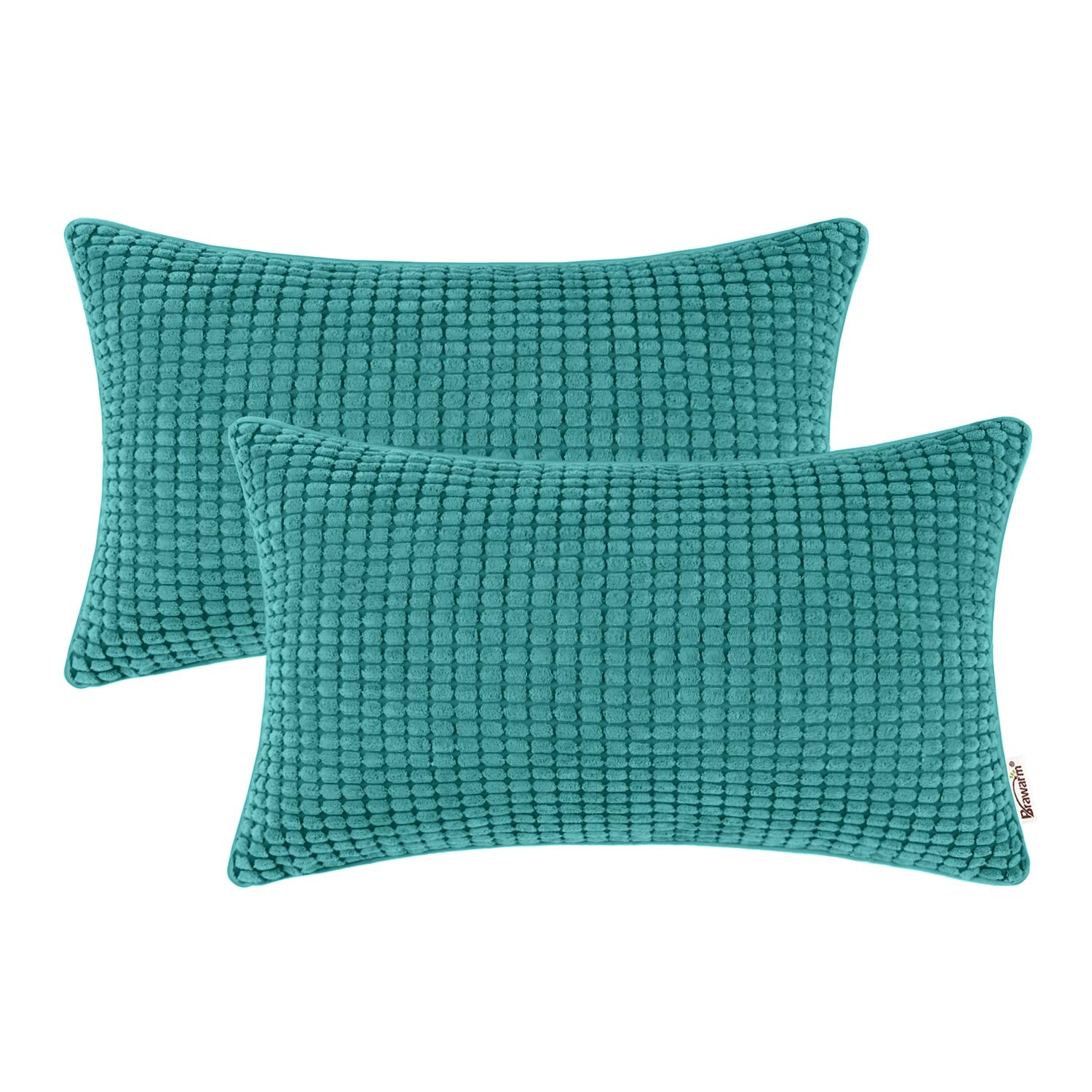 BRAWARMCognac Leather Throw Pillow Covers 16 X 16 Inches - Faux Leather Pillow Cover with Piping, Hand Stitched Leather Throw Pillow for Couch Sofa Bed Living Room Home Decorative