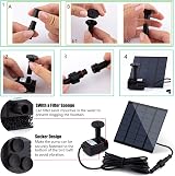LAWOHO Solar Fountain Pump Kit with Panel 1.8W 3m Cable 4 Nozzles view 6