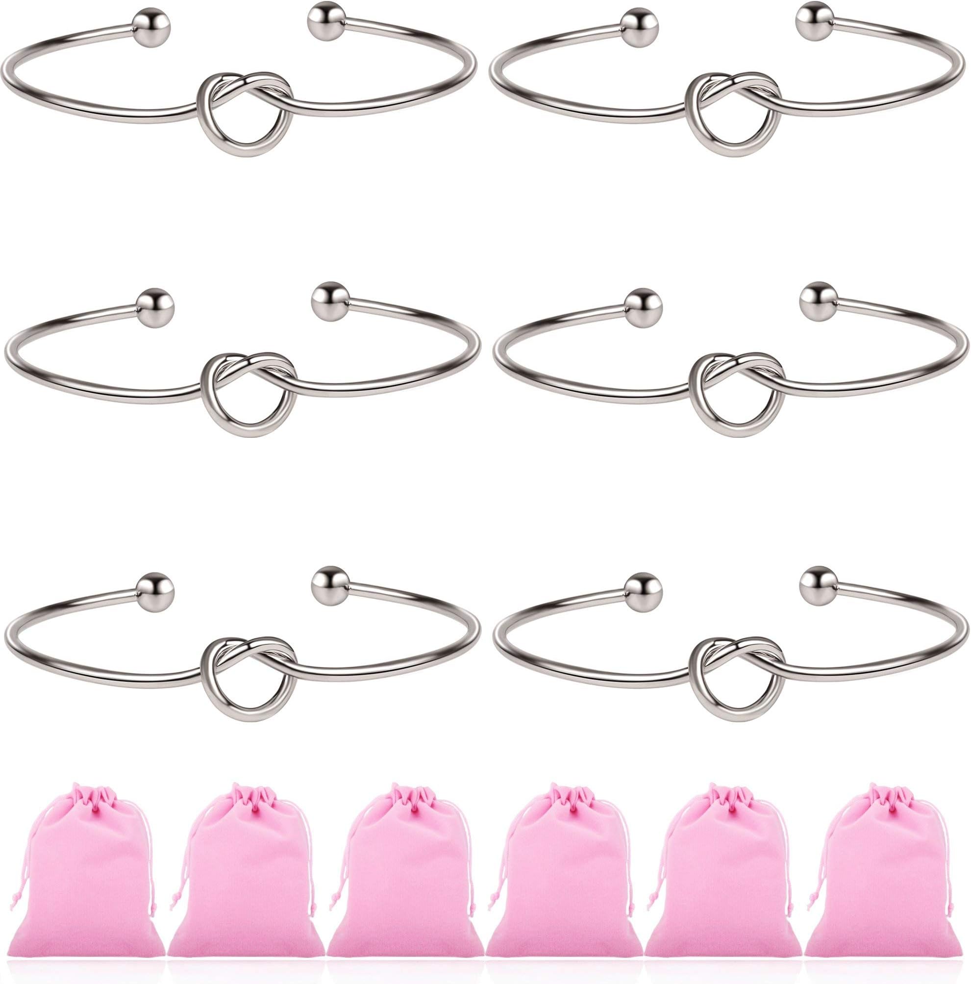 Ruarua Love Knot Bracelet for Women Bridesmaid Bracelets Cuff Bangle Girls 6 Pcs a Set