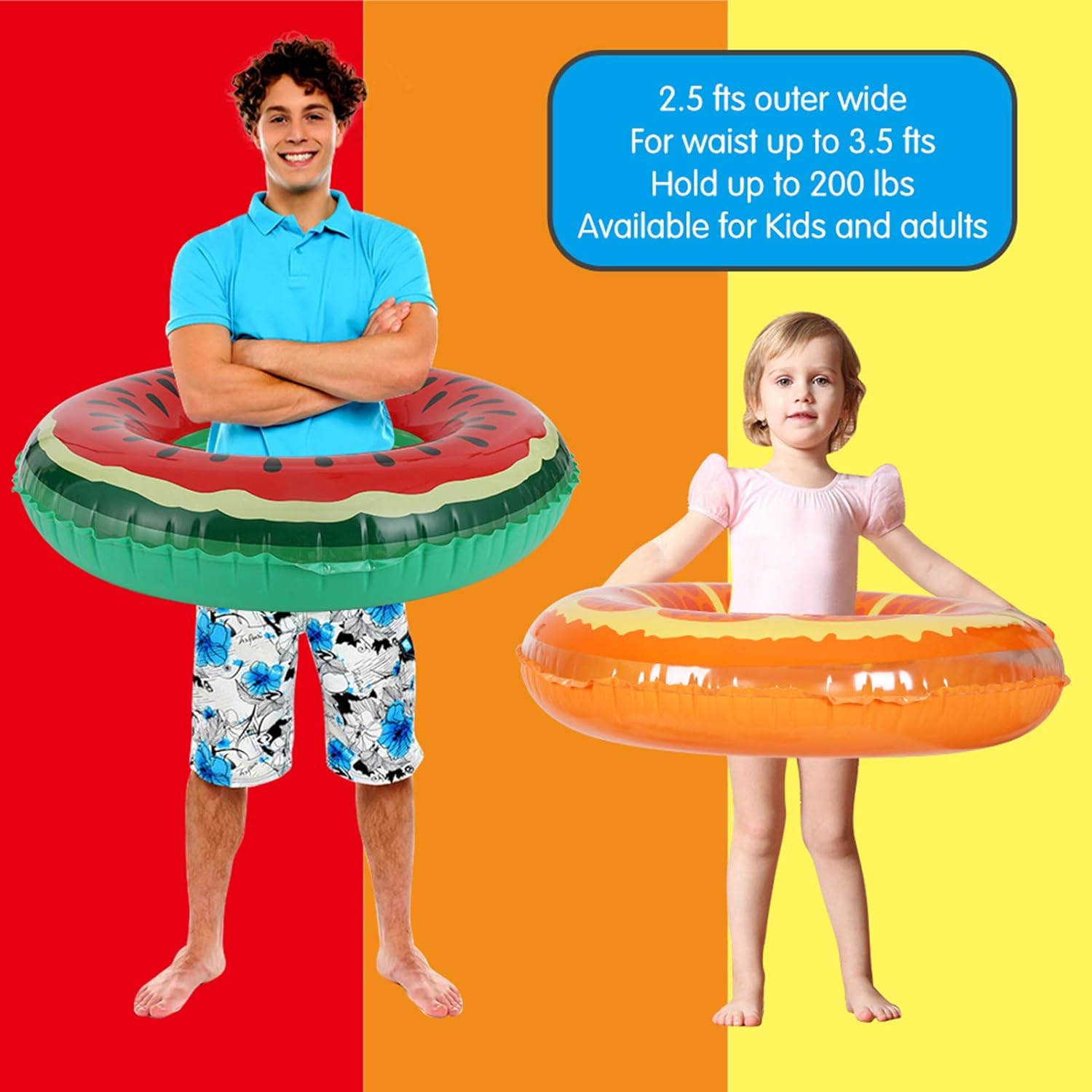 Lucky Doug 3 PCS Swimming Rings with 1 Beach Ball Inflatable Pool Floats for Kids Adults 32.5'' Pool Tube Toys for Summer Beach Water Float Party, Swimming Pool, Beach Time: Sports & Outdoors