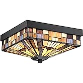 Quoizel TFIK1614VA Inglenook Interior Lighting Tiffany Style Classic Geometric Handcrafted Multicolor Art Glass Flush Mount C