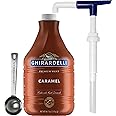 Ghirardelli Caramel Sauce, 87.3 oz (5 lb 7.3 oz) Bottle with Ghirardelli Stamped Barista Spoon & Pump