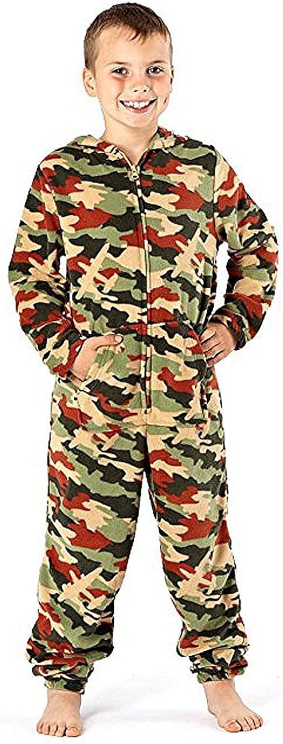 Jungen Tarnfarben Warm Fleece Onesie Pyjama Nachtw/&auml;sche Hausanzug 1973