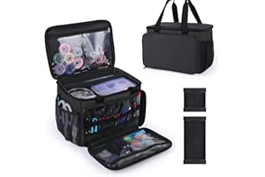 KEUREEDG Sewing Basket Bead Organizers and Storage Adjustable Compartments Bead Storage Containers Diamond Painting Storage Jewelry Making Kits Organizer for Sewing Tools Diamond Art Accessories and Tools