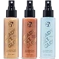 W7 Ready Set Glow Trio - 3 Piece Set - Makeup Setting Spray - Shimmer Finish - Long-Lasting, Ultra-Fine Formula (Rose Gold, Gold & Holo)