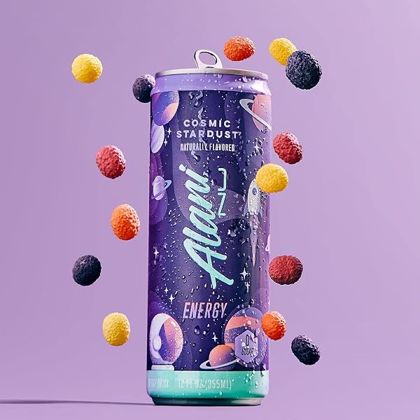 ALANI NU COSMIC STARDUST SUGAR FREE, LOW CALORIE ENERGY DRINKS | 200MG CAFFEINE | PRE WORKOUT PERFORMANCE WITH ANTIOXIDANTS | BIOTIN B VITAMINS | ZERO SUGAR | 15 CALORIES OR LESS | 12 FL OZ CANS (24 PACK)