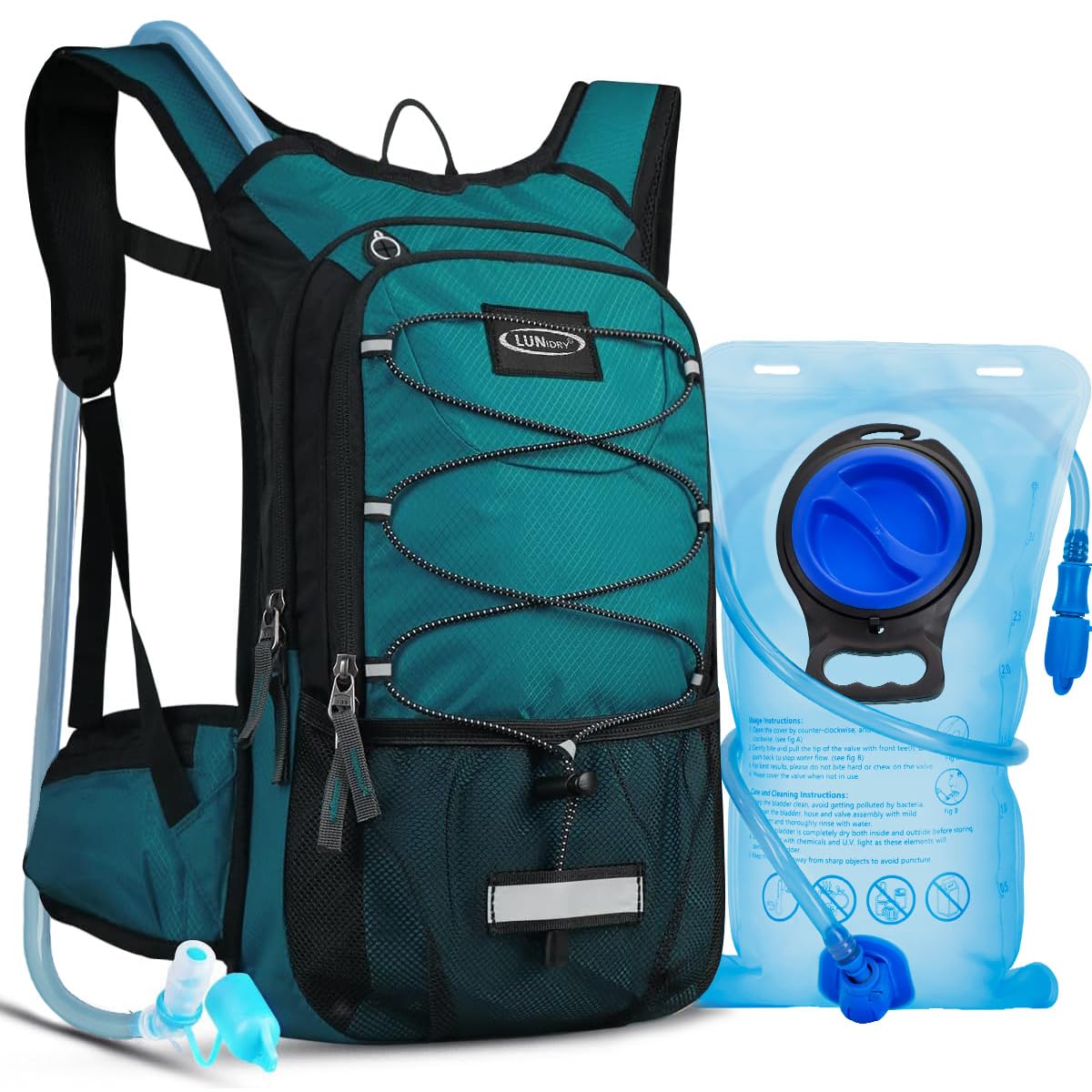 Lunidry Hydration Backpack with 3L Water Bladder, 15L Running Hydration Backpack for Men & Women, Lightweight Leakproof Water Rucksack Mountain Bike Hydration Bag Pack for Outdoor Cycling Hiking