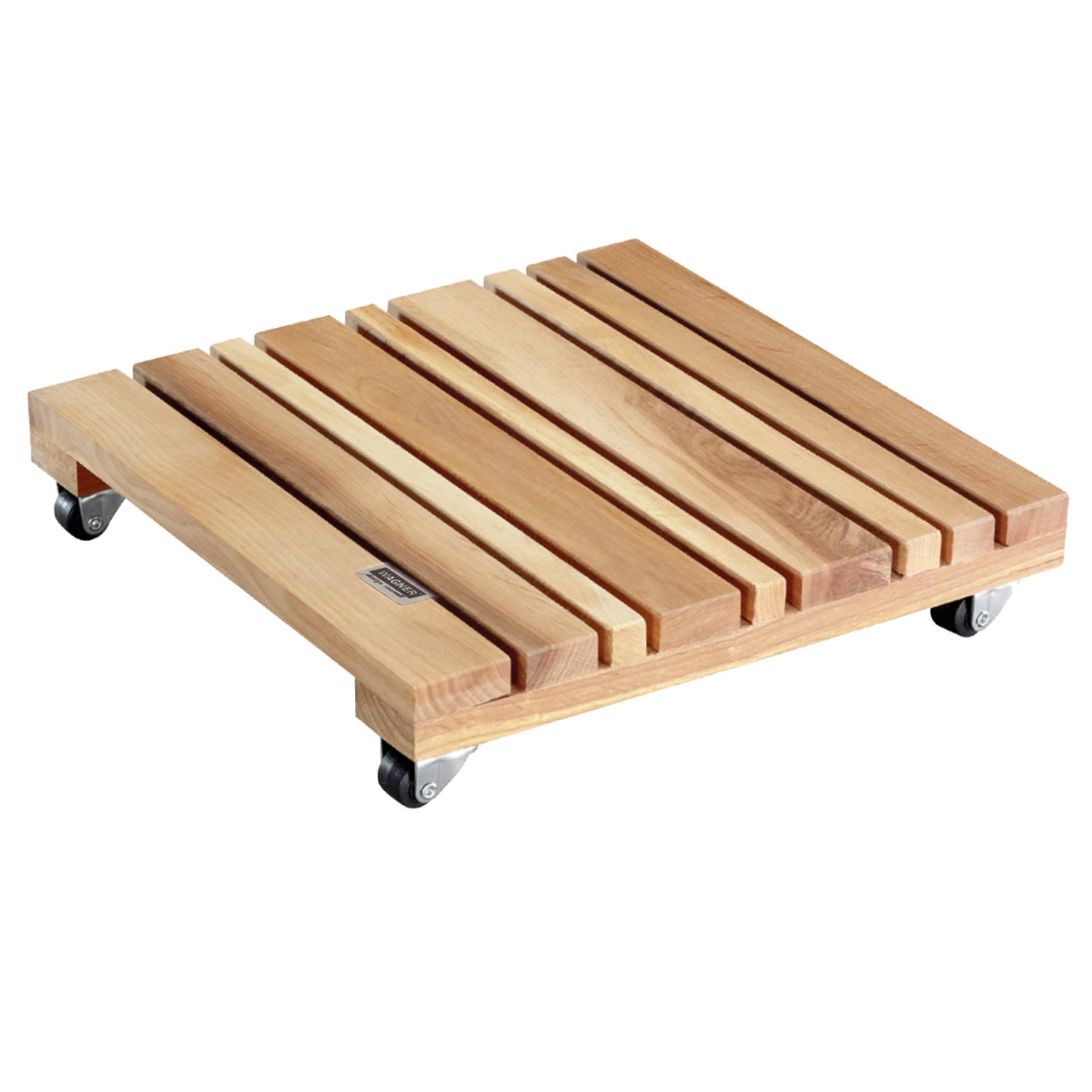 WAGNER Plant trolley FENG SHUI 28 x 28 x 5,5 cm- I Flower trolley for indoor use I Made of FSC®-certificated solid alder wood, oiled, 2 total breaks I Load capacity 150 kg I Made in EU - 20023001